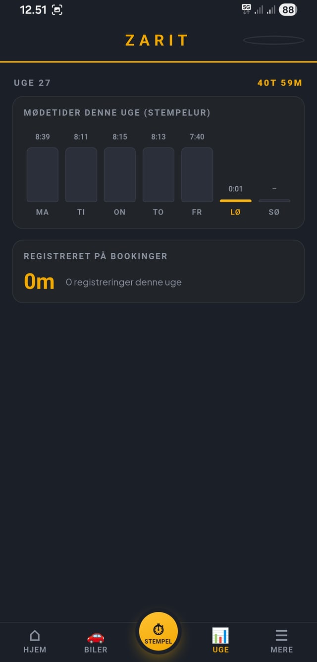 Ugens mødetider i Zarit-appen